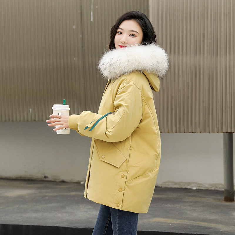 

Hooded Raccoon Fur Collar Women' Winter Down Jacket Fashion Printed Tassel Women Coats Female Winter Parkas Ropa Mujer Zjt56, Beige