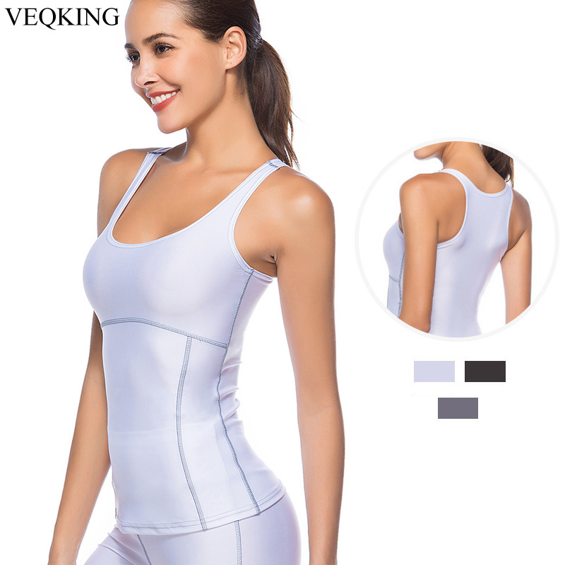 

VEQKING -2XL Slim Tight Sleeveless Yoga Shirt,Breathable Fitness Running Vest,Sports Tank Top Athletic Workout Shirts for Women, Random color