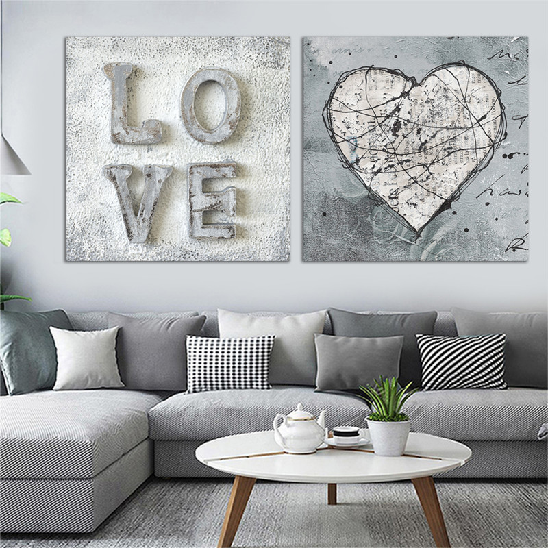 

LOVE Heart Square Wall Art Painting Modern Home Decorative Canvas Art Prints Vintage Posters Prints Nordic Home Decoration