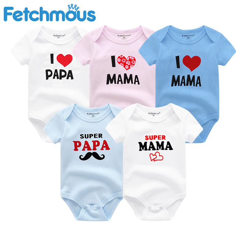 

5Pcs baby boy clothes cotton short sleeve "i love mama&papa"newborn girl rompers clothing roupas de, Bds5317