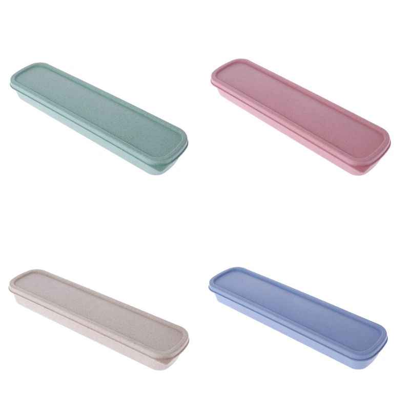 

1PC Portable Tableware Storage Box Eco-Friendly Wheat Straw Cutlery Picnic Chopstick Spoon Container Travel Kitchen Utensil Case