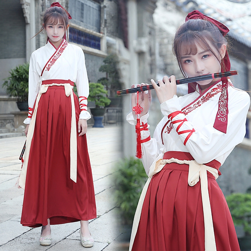 

Chinese Traditional Dynasty Ancient Costume Women Hanfu Dress Folk Dance Hanfu Elements of Ancient Clothing for Women Costume, Blue