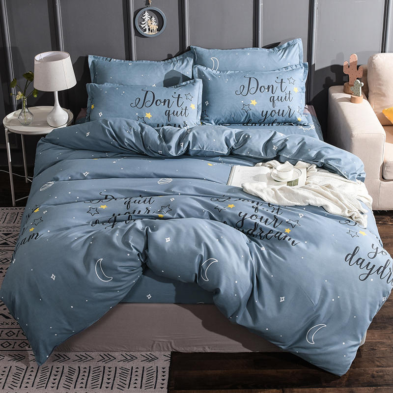 

luxury duvet cover bedding set bedclothes 3/4pcs home bed linen set blue bedclothes home textile flat sheet grey bed, Youshang0280