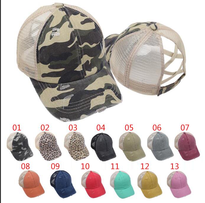 

Ponytail Baseball Cap Criss Cross Washed Cotton Trucker Caps Summer Snapback Hat Sport Hip Hop Visor Party Hats OOA8095