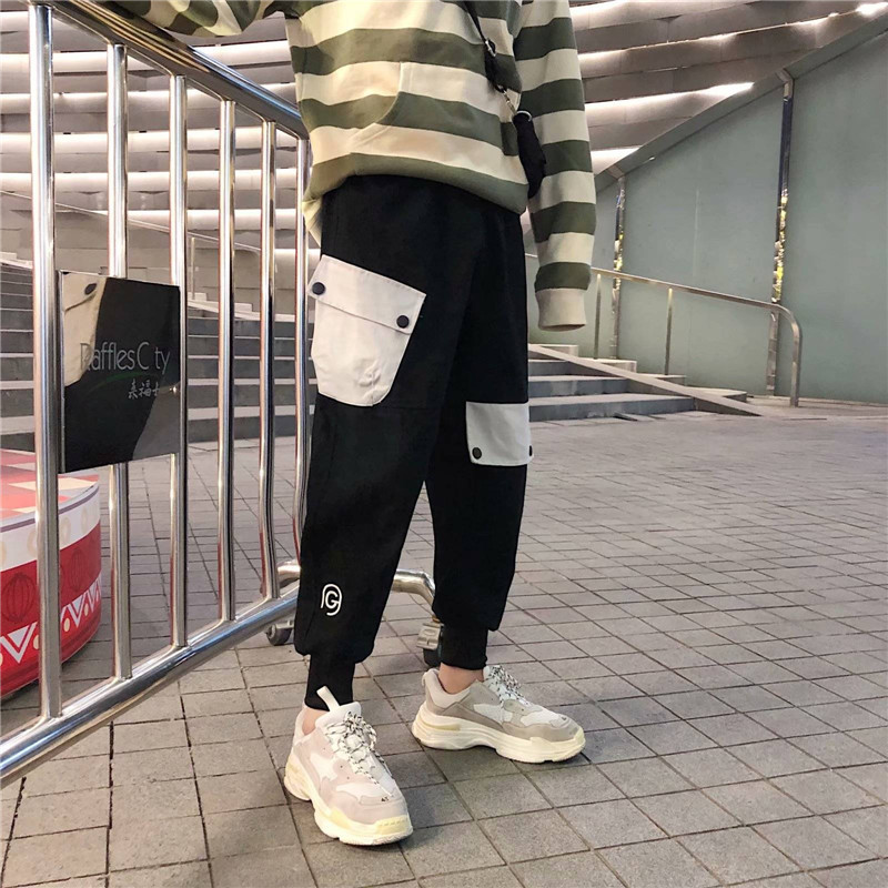 

Big Pockets Red Black Cargo Harem Pant 2020 Joggers Pants Men Hip Hop Casual Streetwear Trousers Male Pant Fashion Autumn Tops