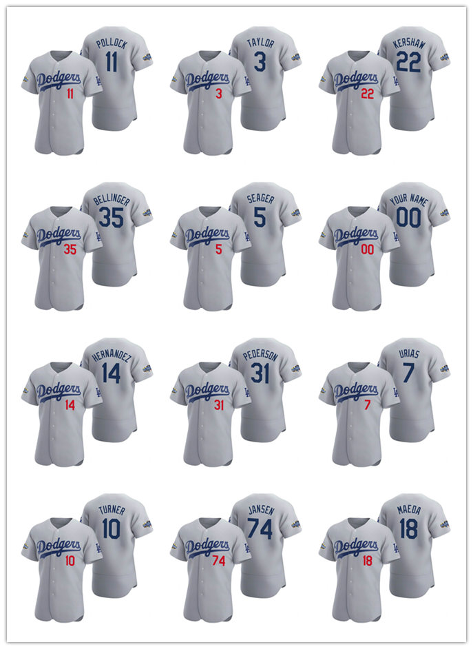 

Los Angeles Dodgers MEN 50 Mookie Betts 7 Julio Urias 22 Clayton Kershaw 2020 Alternate Patch Gray Authentic baseball Jersey, Black
