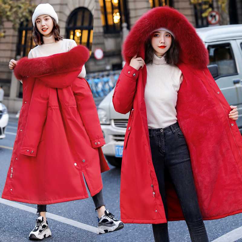 

Winter Jacket Women Very Warm Fur lining Parka Hooded Thick Down Parkas X-Long Female Jacket Coat Warm Winter Outwear 2020 New, Yellow