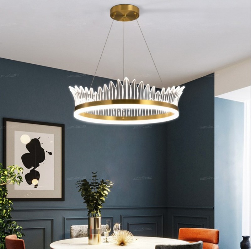 

Modern Crown Design LUSTER Dimmable With Remote Control Chandelier Lighting For Bedroom Living Room Indoor Light Fixtures