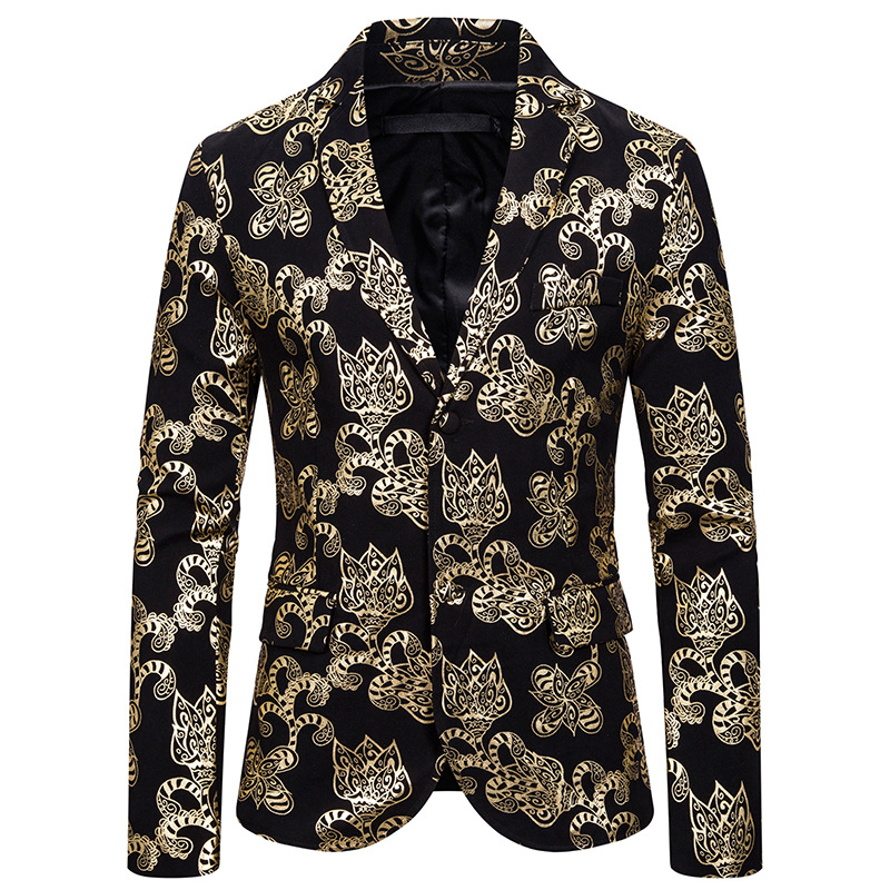 

Dress Men Suit Jacket Slim fit Fashion Bronzing Suits for Party Stage Fashion Lapel Wild Casual Blazer Autumn Silver Gold New, Sliver x1314-x127-90