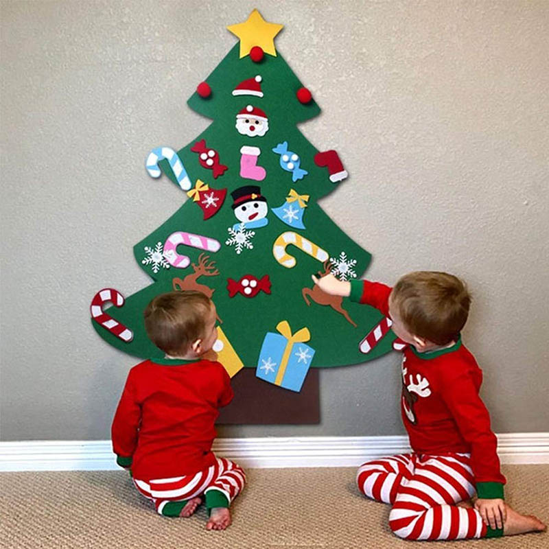 

DIY Felt Christmas Tree Artificial Tree Wall Hanging Ornaments Christmas Decoration for New Year Gifts Kids Toys Home