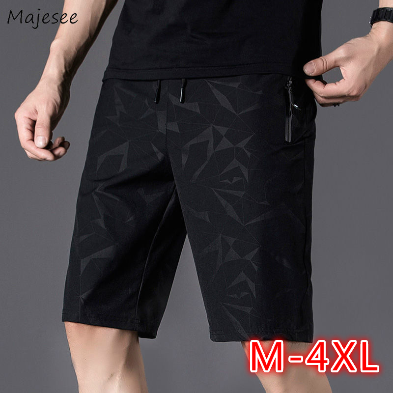 

Men Casual Shorts Slim Black Summer Large Size 4XL Knee-length Korean Style Teens Fashion Simple Quick Dry Zipper Pocket Ulzzang, K002
