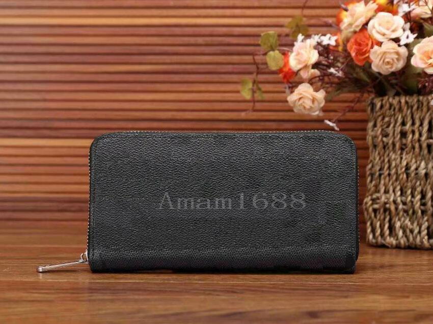 

New Women Long Wallet Purse High Quality Men Wallet Lady Single zipper Wallet clutch bag Card holder With Box, No box