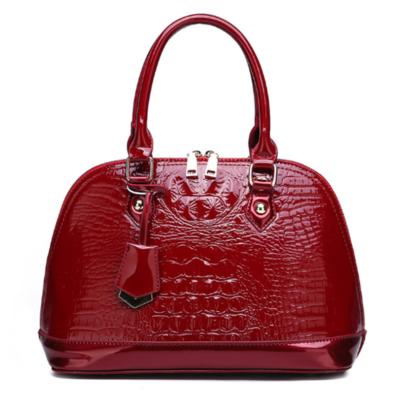 

European and American Style Red Alligator Handbags Women Bags Designer Leather Purse Luxury Messenger Waterproof Shoulder Purse, Black