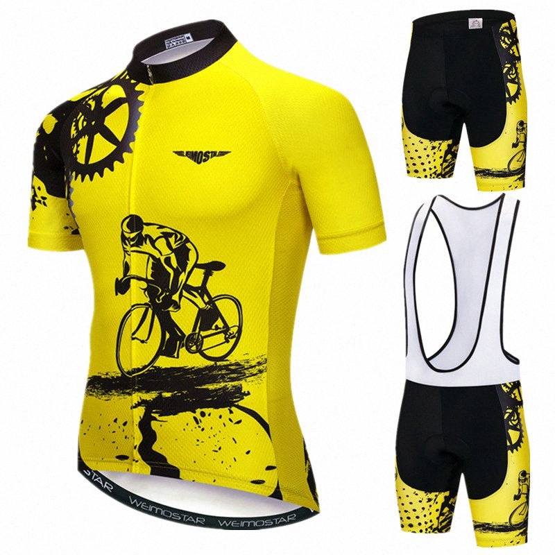 Weimostar Hombres ciclismo Jersey Team Bike triángulo Jersey Racing manga corta