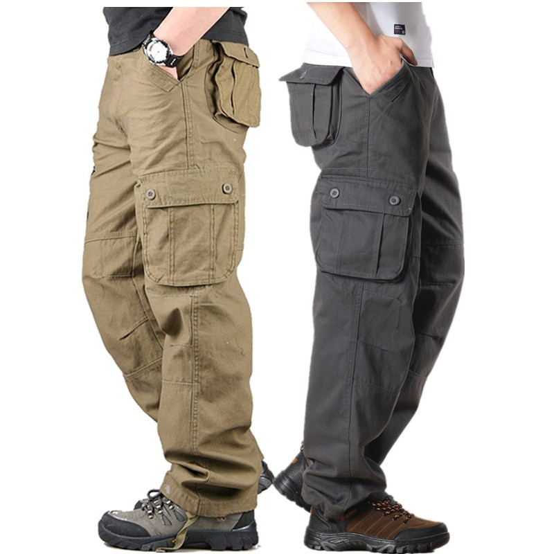 

Cargo Pants Men Autumn Mens Casual Multi Pocket Overall Outdoors Loose Long Trousers Joggers Army Tactical Pant Size 44, Khaki