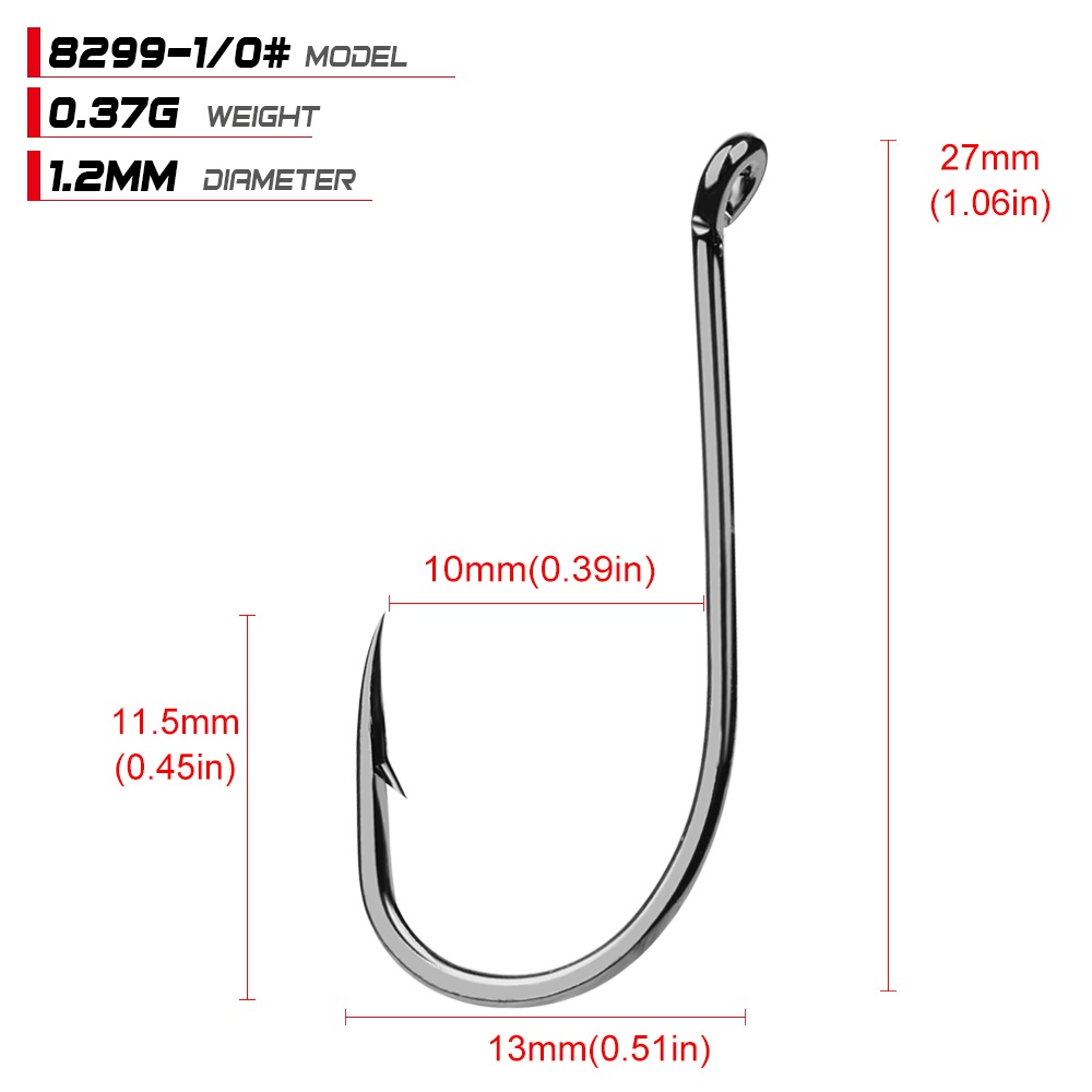

200pcs 1/0# 8299 Octopus Hook High Carbon Steel Barbed Fishing Hooks LW-117