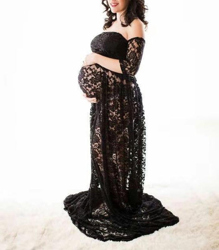 

Elegant Lace Maternity Dress Photography Long new Dresses for Pregnant Women Clothes Pregnancy Dress for Photo Shoot, Purple