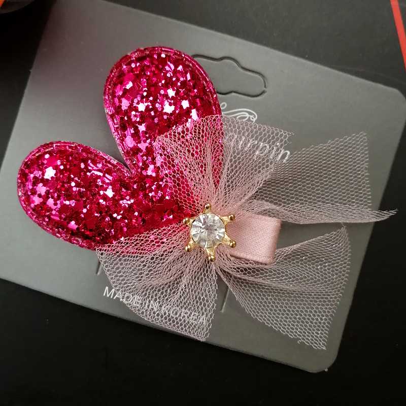 

Resale Kids Hairpin Crystal Crown Hair Accessories Glitter Felt Kids Hairpin Pink Sequin Barrette Synthetic Leather Hair Clip, Light pink heart