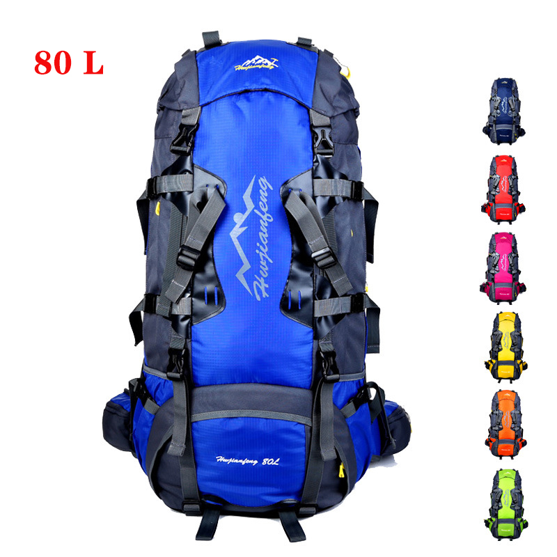 

Large Capacity 80L Outdoor Bag Waterproof Travel Backpack Camping Mountaineering Hiking Backpacks Molle Sport Climbing Rucksack, Red