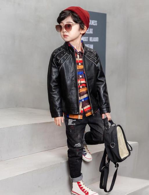 

Kids Clothes Set Spring autumn Boys Faux leather coat + shirts + jeans 3pcs Baby Suit Boy Clothing Sets Boy Set Infant 2-6years, 3pcs sets