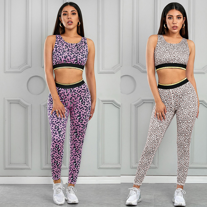 

women tracksuit beautiful back blazer lift buttocks slimming fitness pants sport yoga suit pink and leopard print size :s-2xl, Gray