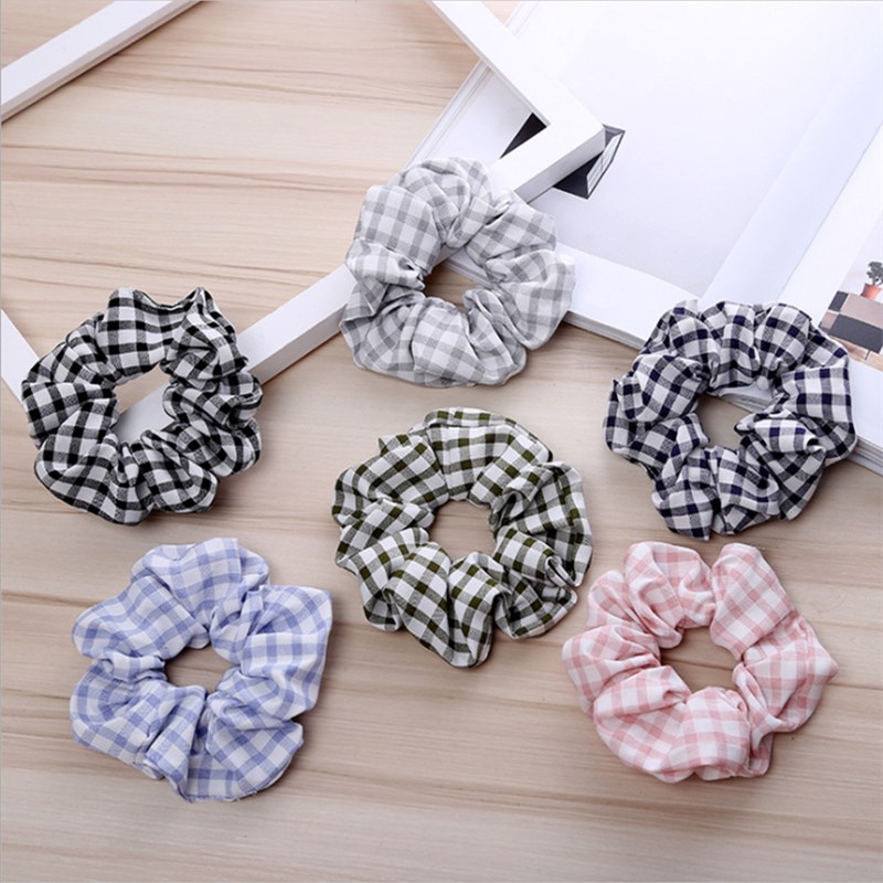 

1PC women's fashion hair accessories velvet big plaid stretch hair band ponytail buckle rope tie rubber band girl headband