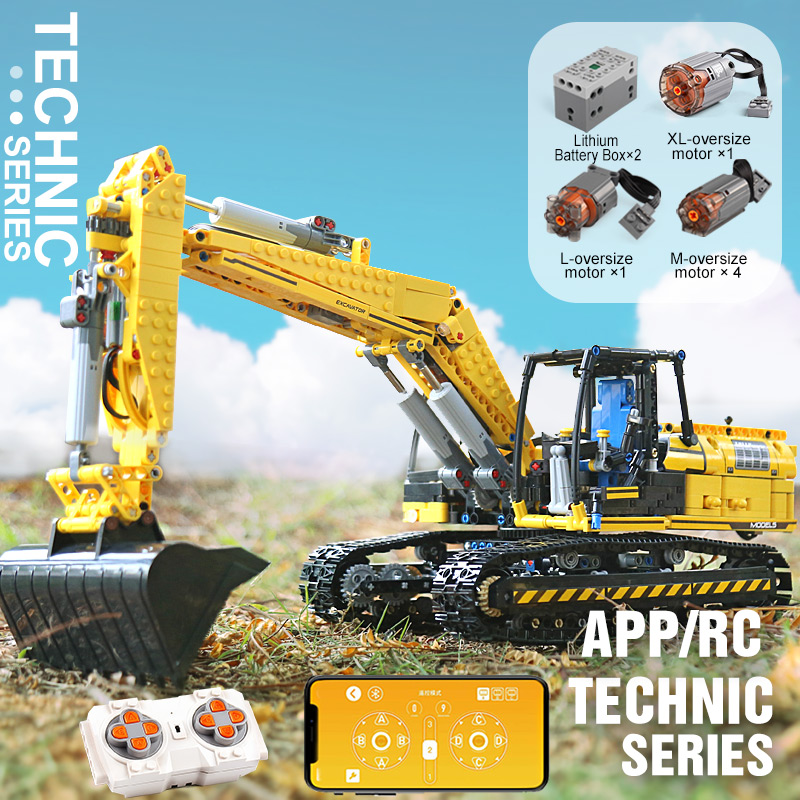 Motorized Excavator truck Link Belt 250 X 3 - PF Version Building Blocks Model 8043 Mouldking 13112 1830+pcs Bricks Children Toys Christmas Birth-image-563098037