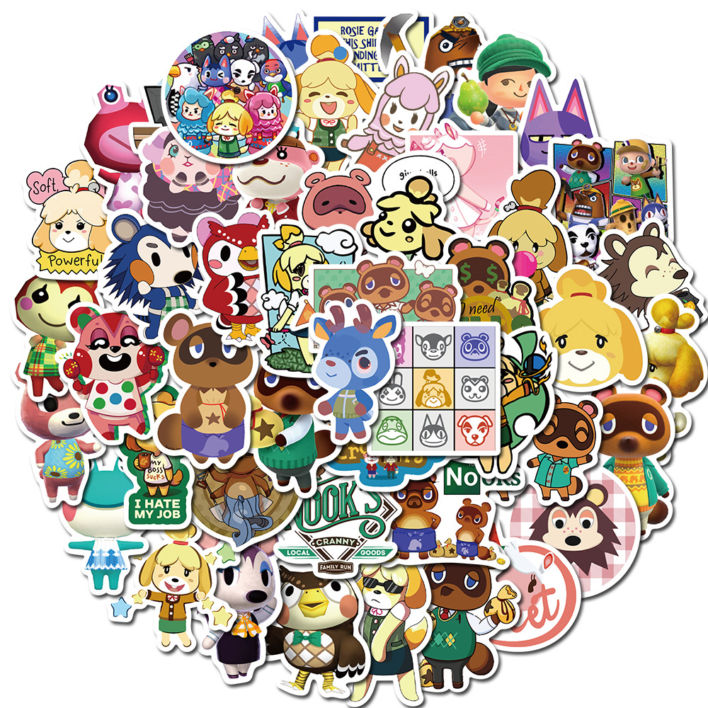 

50 PCS Mixed Animal Car Stickers Crossing Game For Skateboard Laptop Helmet Pad Bicycle Bike Motorcycle PS4 Notebook Guitar PVC Fridge Decal, Multi colors