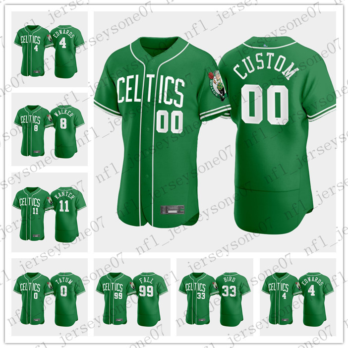 

Custom Mens women youth Celtics X 2020-21 99 Tacko Fall 8 Kemba Walker 0 Jayson Tatum green Crossover Baseball Jerseys, Black