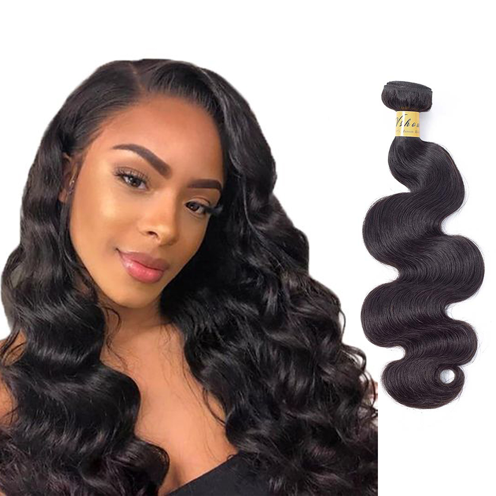 

VSHOW Brazilian Body Wave Human Hair Bundles 100% Human Hair Weave Bundles 8-26 Inch Remy High Ratio 3/4 Bundles Hair Extensions, Natural color