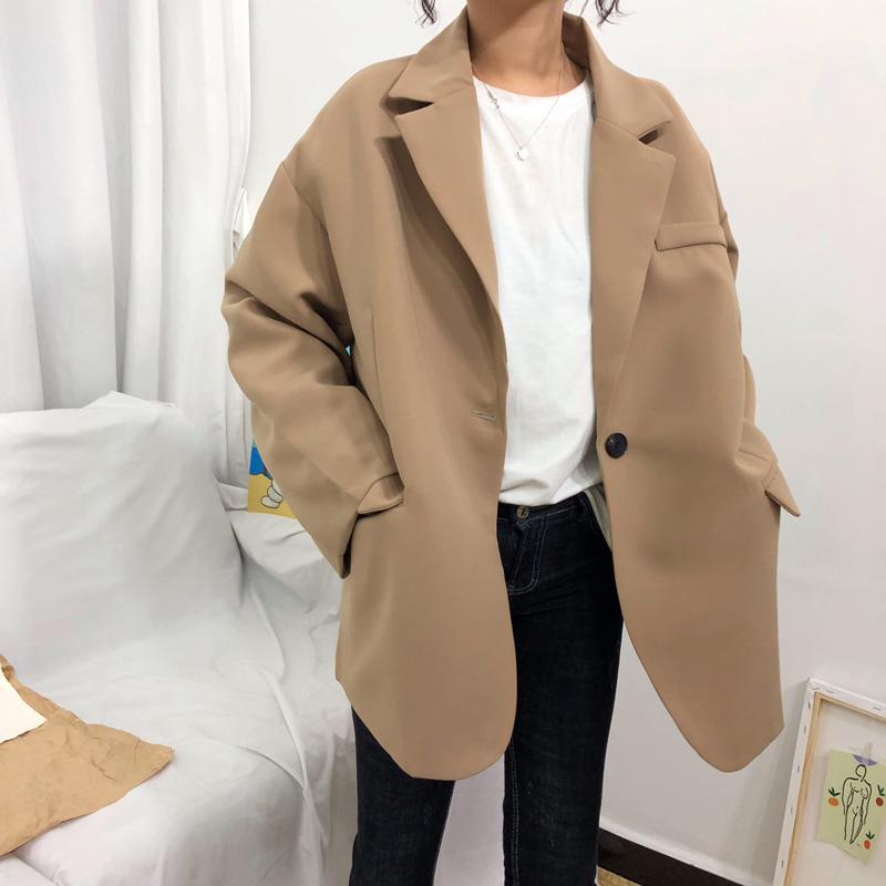 

Suit Women Harajuku Jacket Blazer Loose Plus size Female Coat 2020 Jacket Large Outerwear Spring Lady Clothes Oversized Clothing, Black