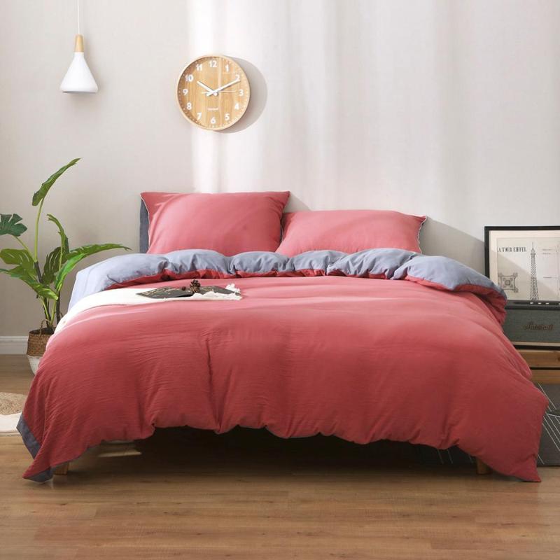 

nordic style bedding set fashion Double color comforter bedding sets bed set King size duvet cover Quilt Cover Pillowcase, Greyish blue grey
