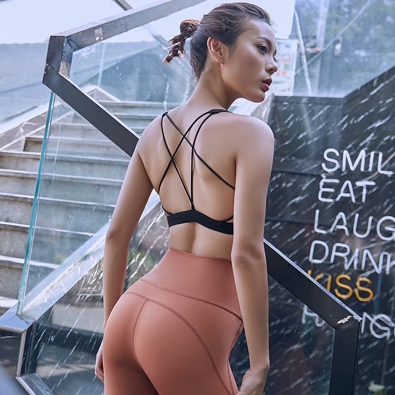 

2020 Summer New Style Sports Underwear Women' Running -resistant Push up Stereotypes Yoga Beauty Back Vest Fitness Bra, Greyish blue