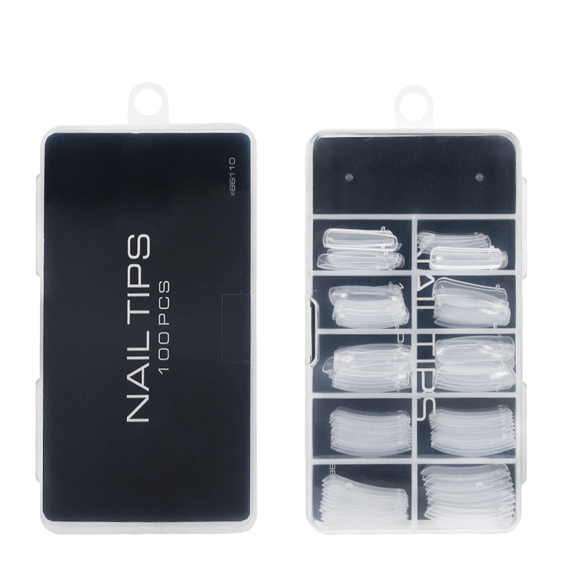 

100pcs Nail Tips Soak off UV LED Extension Gel Nail Brush Slice Tip Polish Manicure Acrylic Slip Solution, 86110 nail tips