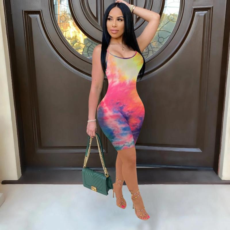 

Summer cool casual jumpsuit fashionable color printing ladies shorts, Blue