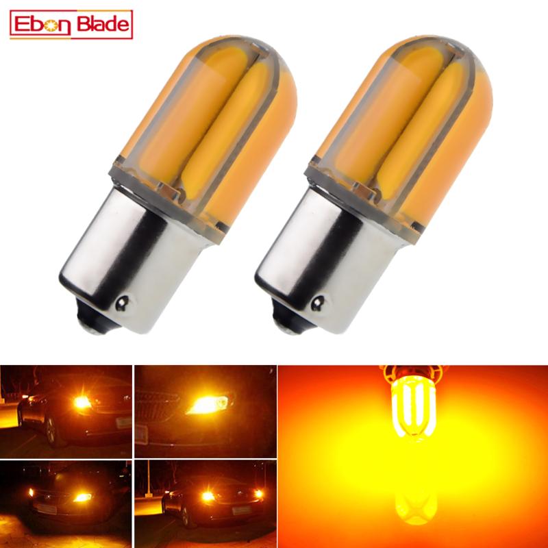 

2Pcs Car 1156 BA15S P21W BAU15S PY21W LED Lights Bulbs Amber Yellow Orange Silicone Shell Turn Signal Light Bulb Auto Lamp 12V, As pic