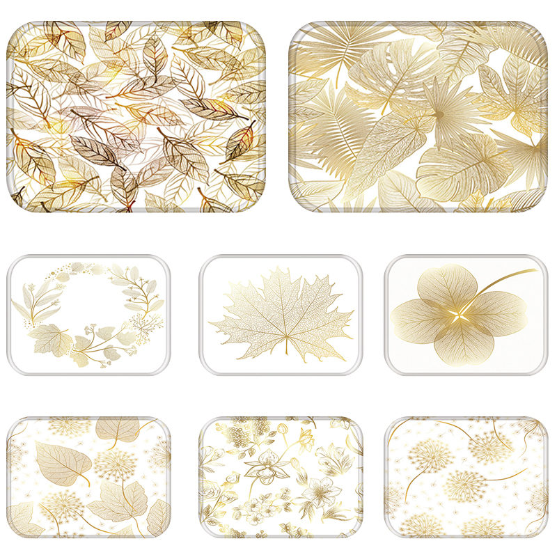 

Golden Tropical Leaves Kitchen Entrance Door Mat Coral Velvet Carpet Rubber Colorful Indoor Floor Mats Non-Anti-Slip Kitchen Rug, 2dd-48255-016