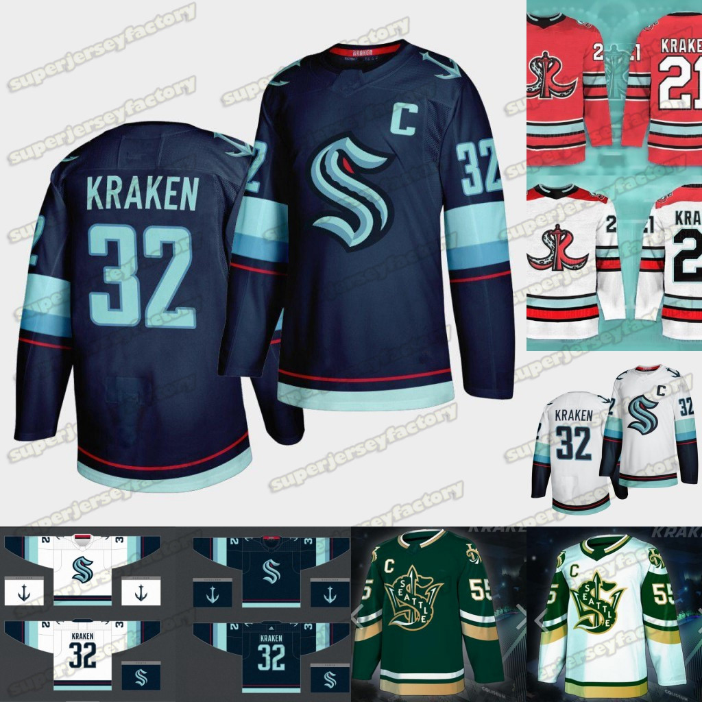 

2021 Seattle Kraken Ice Hockey Jersey 32th New Team Custom Home Road Jersey Any Nunber Any Name Men Women Youth S-XXXL, Black;red