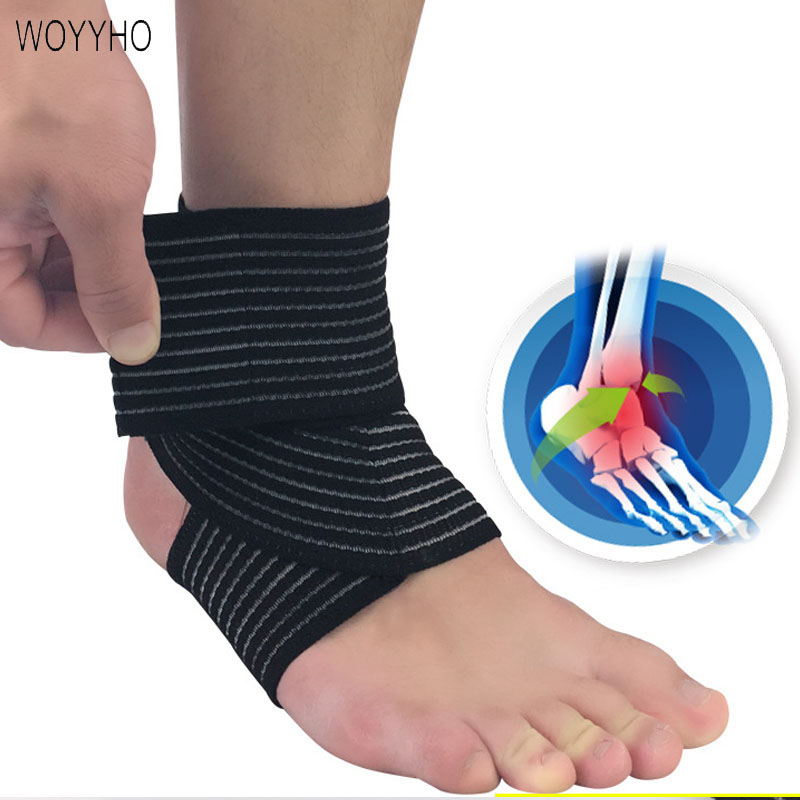 

WOYYHO 1 PC Adjustable Sports Ankle Brace Fitness Gym Ankle Support Gear Elastic Bandage Volleyball Legs Power Protector, Beige