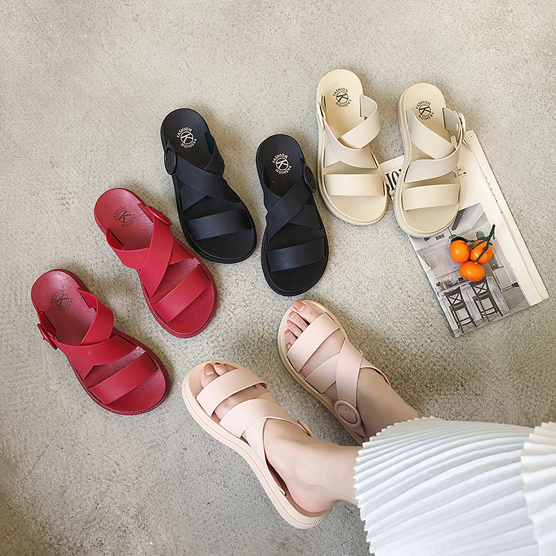 

Slippers Women's Summer Fashion All-match Outer Wear Student Thick Bottom Slipper Cool Non-Slip Korean-Style Flat Bottom Sandals, Black