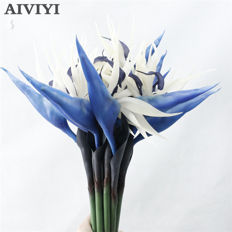 

Silicone paradise bird strelitzia simulation beatiful fake flower arrangement wall home hotel office table decoration wedding, Orange