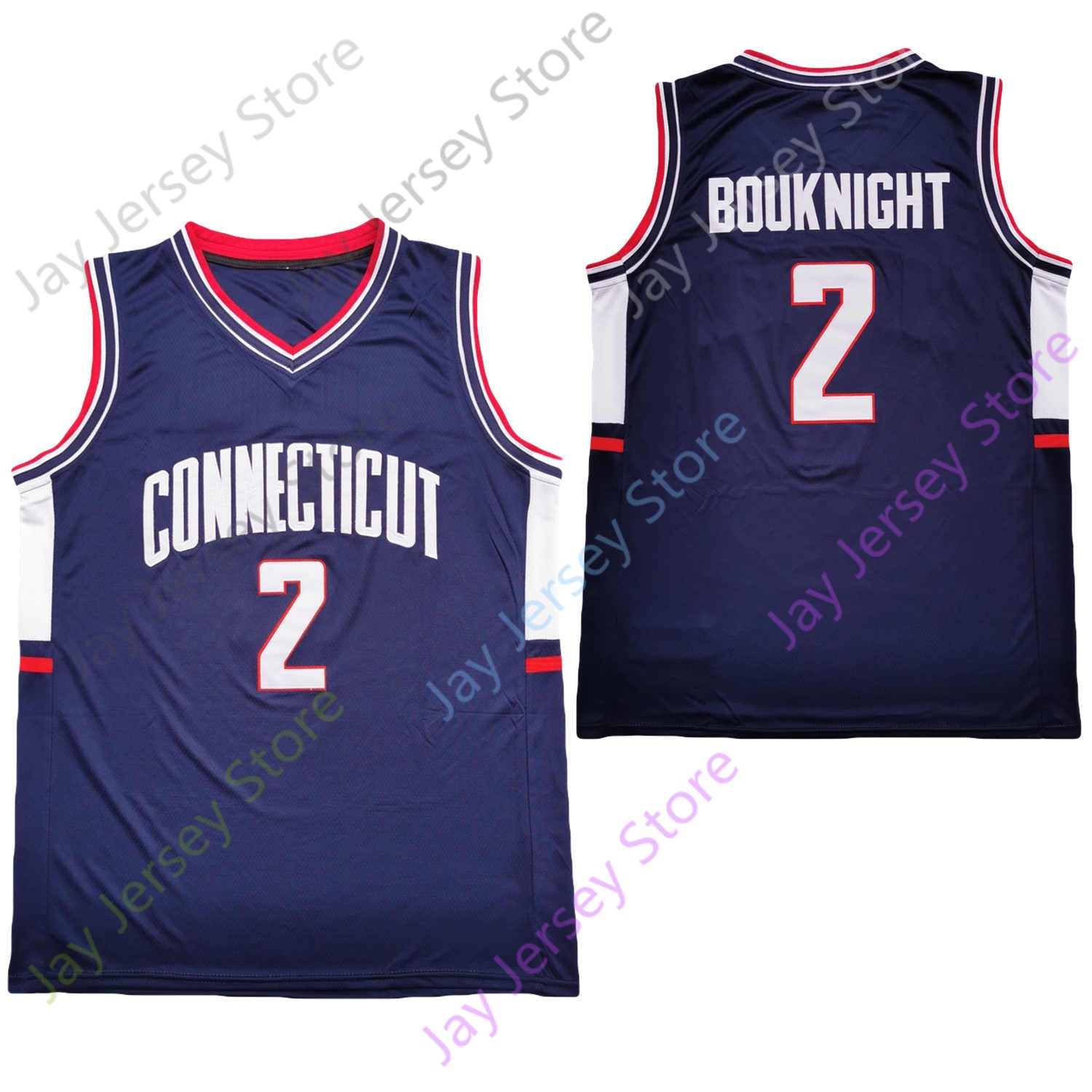 

2020 New NCAA Connecticut UConn Huskies Jerseys 2 James Bouknight College Basketball Jersey Navy Size Youth Adult, As pic