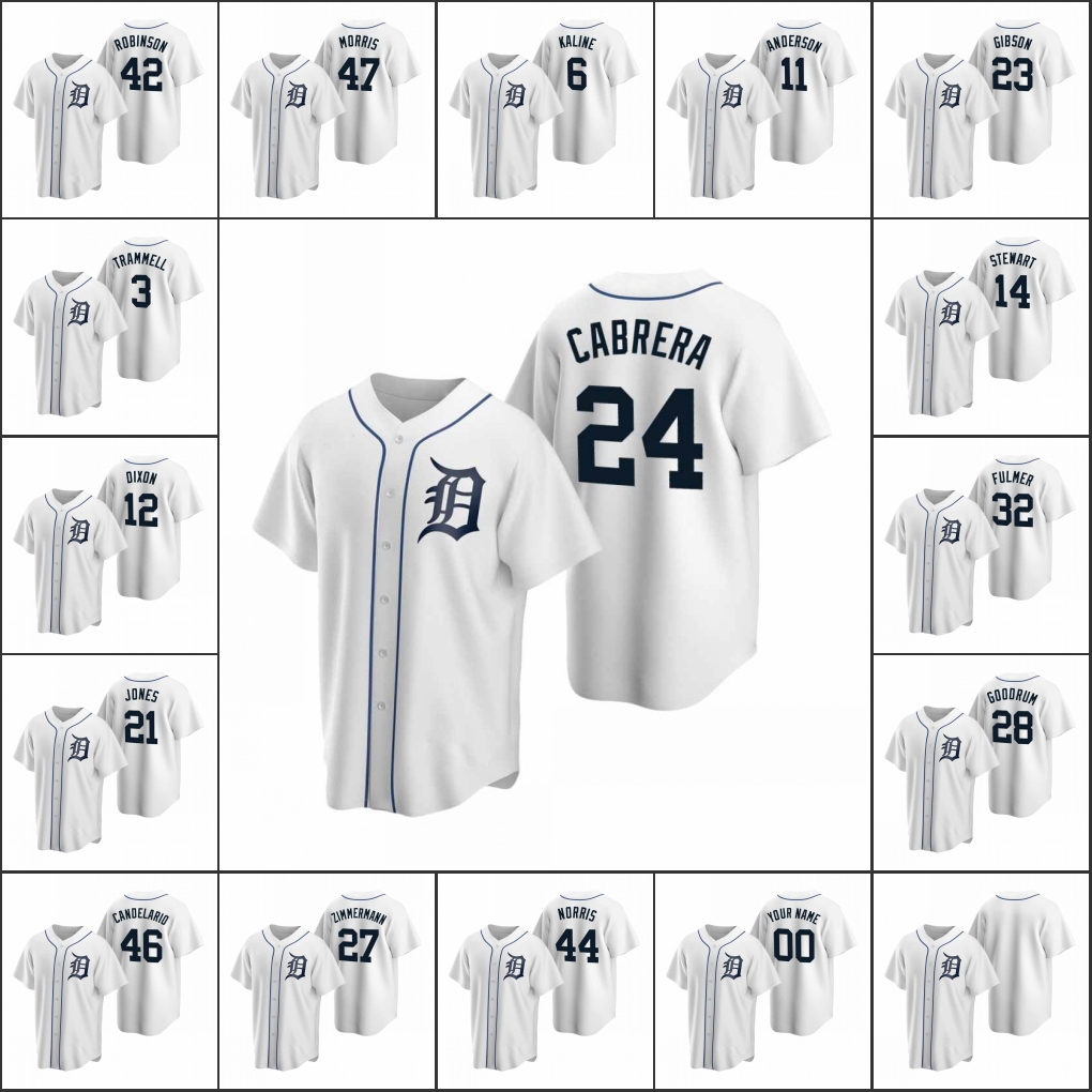 

Detroit Tigers #24 Miguel Cabrera 32 Michael Fulmer 44 Daniel Norris Men Women Youth Custom White Replica Home Jersey