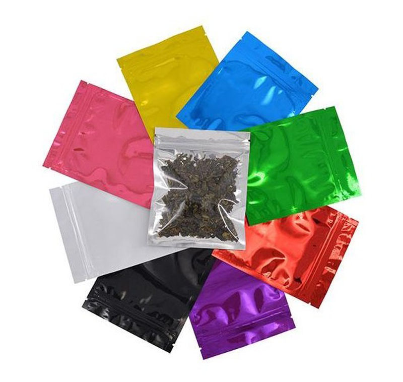 

10.2x12.7 cm 100pcs Packing Bags Colorful Reclosable Mylar Foil Smell Proof Food Storage Bag Tear Notches Aluminum-foil Heat Seal Sample Pouch Packet