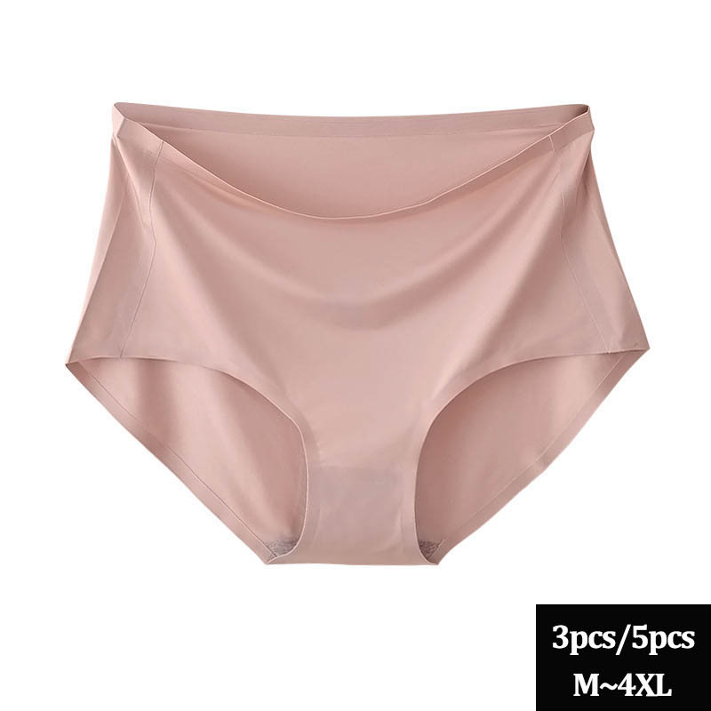 

3pcs/5pcs Ice Silk Briefs Women's Underpants Lingerie High Waist Panties Breathable Soft Seamless Underwear Female Intimates, 3pcs color random