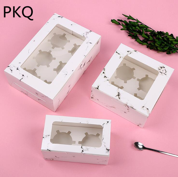 

10pcs Kraft paper Cookie cake Packaging Box with Plastic Window paper box white Candy Biscuit Chocolate Carton Gift cupcake