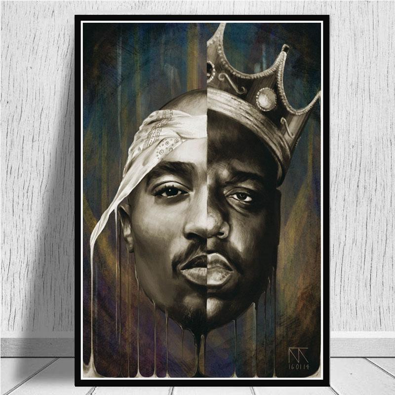 

Portrait Of Big And Tupac Canvas Paintings On The Wall Posters And Prints 2Pac Modern Wall Art Canvas Pictures Home Decoration