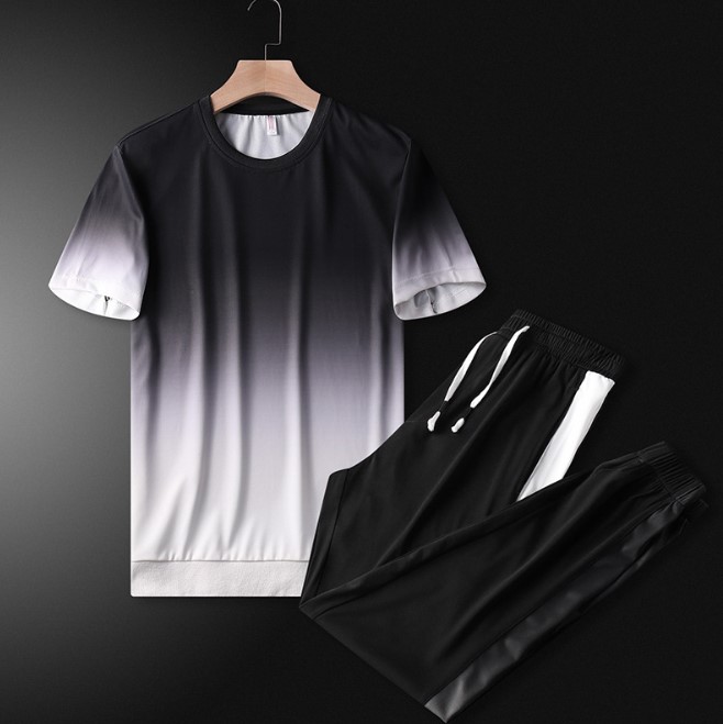 

Mens Sports Suits Tracksuits 2020 New Trendy Handsome Two Pieces Suits Fashion Mens Sportwear Casual Tshirts + Pants Active Clothing Sets, Navy