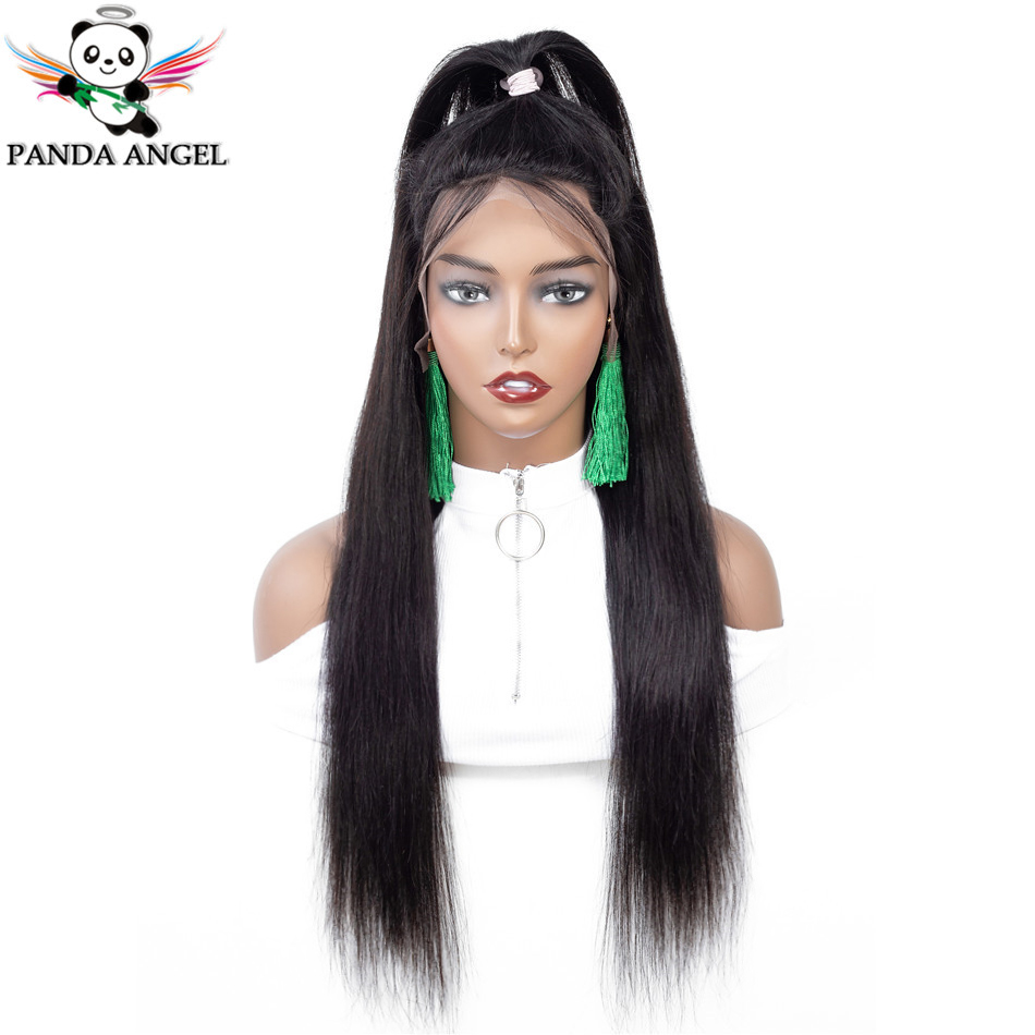 

Mongolian Straight Lace Front Human Hair Wigs Pre-Plucked Bleached Knots 150% Density Panda Remy 13x4 Human Hair Lace Front Wigs, Natural color