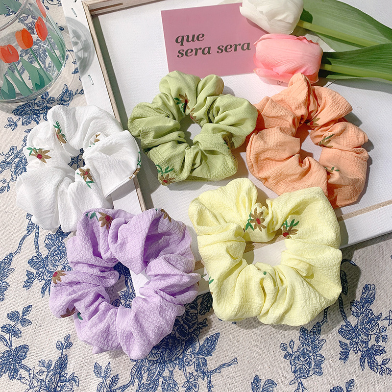 

Aphrodite Sweet Printed Hair Ties Scrunchies Solid Color Elastic Headband Women Girls Hair Band Ponytail Holder Accessories